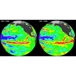 Visuel de la propagation d’une anomalie de température dans l’océan pacifique