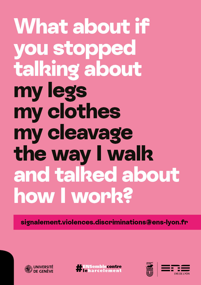 What about if you stopped talking about my legs my clothes my cleavage the way I walk and talked about how I work?