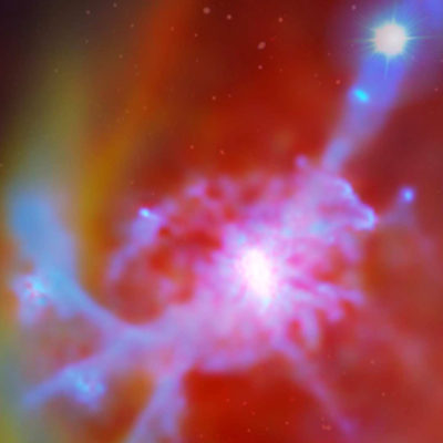 Consulter la page Découverte d’un filament cosmique de gaz froid alimentant une galaxie massive dans l’Univers jeune 