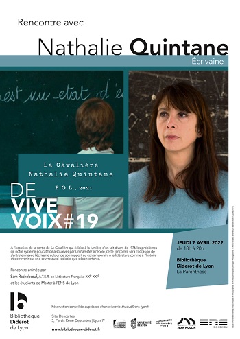 Affiche Rencontre avec Nathalie Quintane