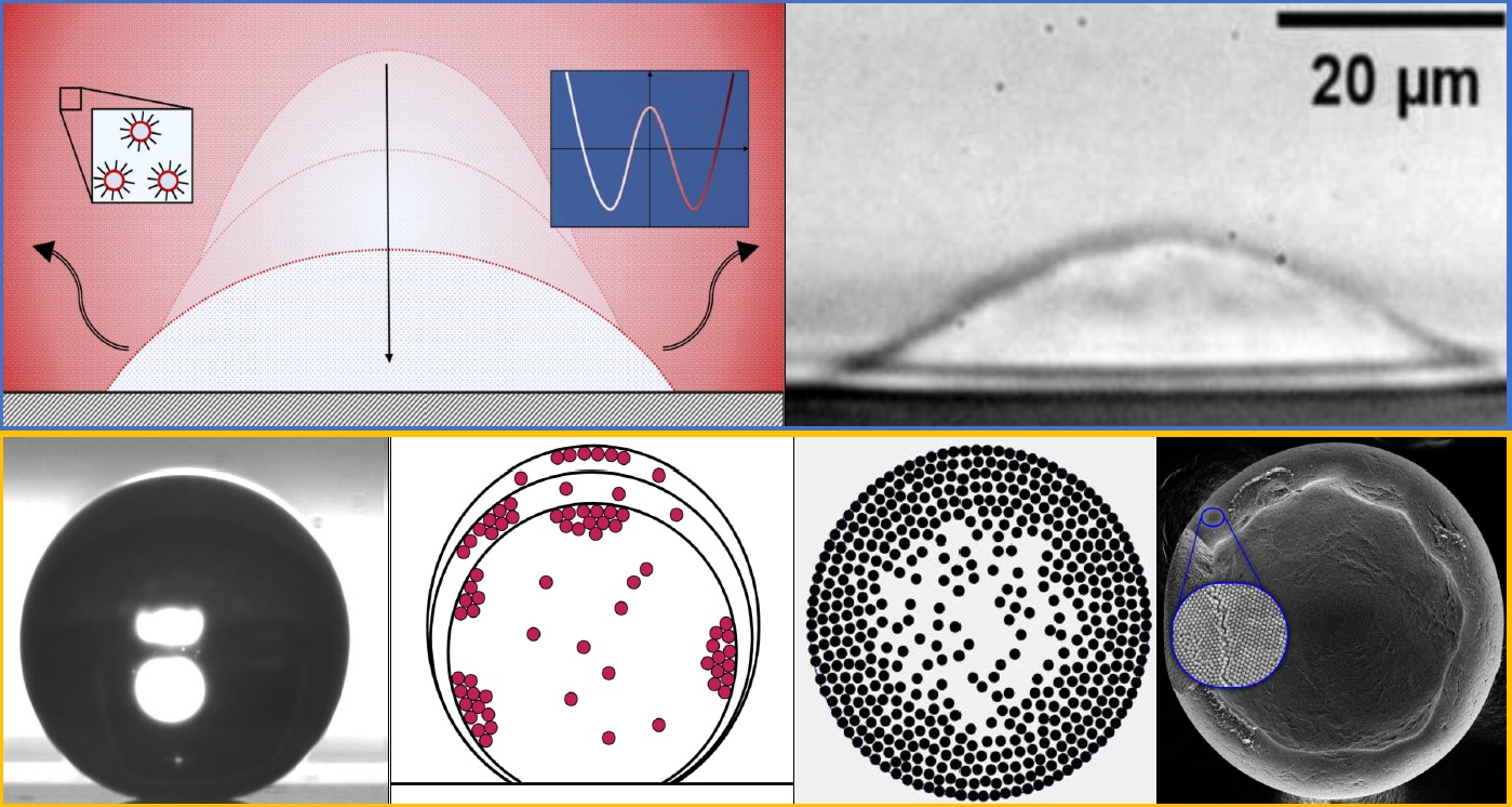 Phase separation and interface dynamics: near-critical droplet spreading and evaporation, and colloidal skin formation