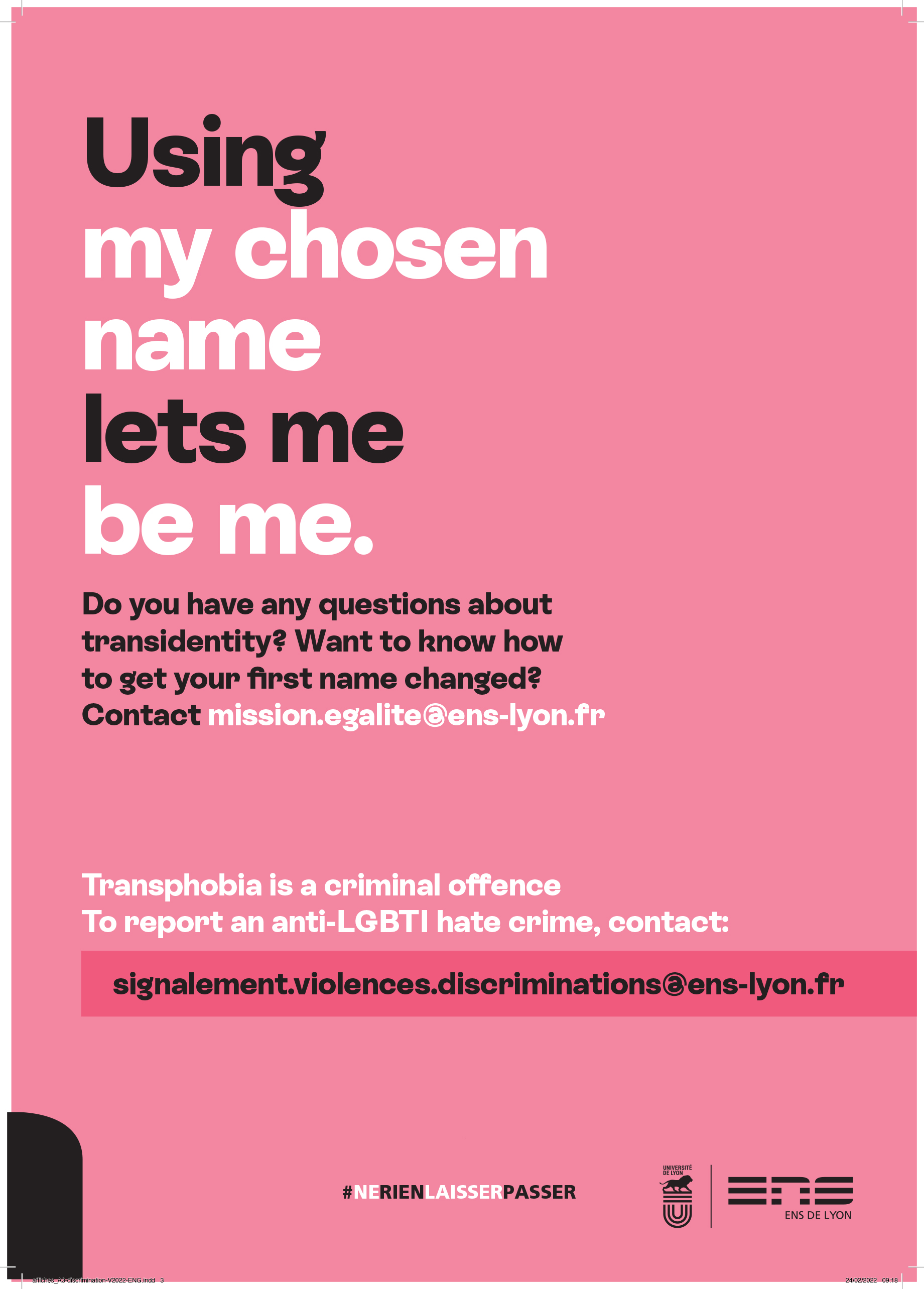 Using my chosen name lets me be me. Transphobia is a criminal offence