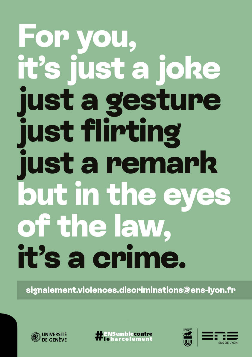 For you it's just a joke just a gesture just flirting just a remark but in the eyes of the law, it's a crime