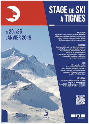 Affiche stage ski Tignes Janvier 2019