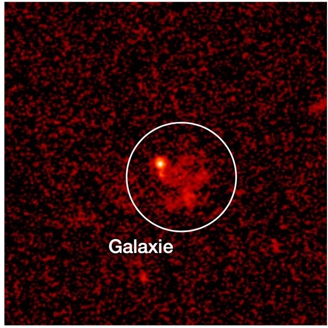 Image de la galaxie ID2299 en UV par le télescope spatial Hubble © Puglisi et al. 2020