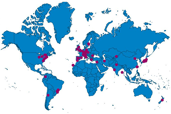 Carte des partenriats de l'ENS de Lyon