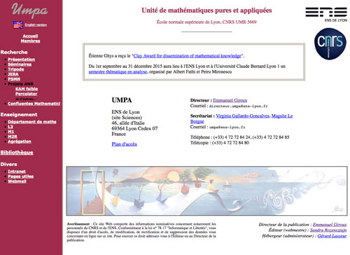 Page d'accueil de l'ancien site de l'UMPA