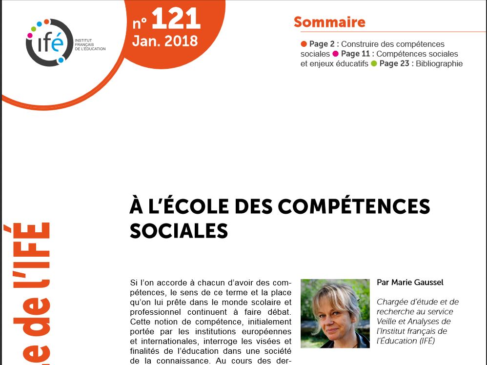 À l'école des compétences sociales – Dossier de Veille de l'IFÉ 121