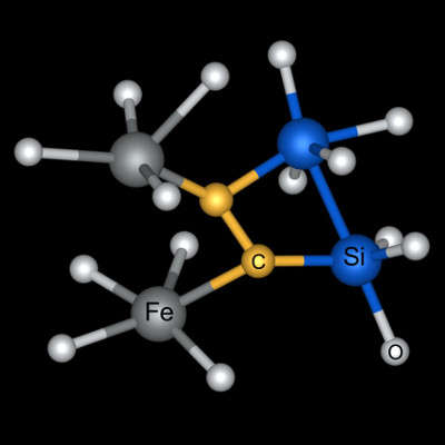 Exemples de liaison du carbone au fer et au silicium dans la pyrolite fondue à 4000 K