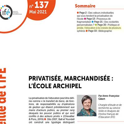 Capture d'écran Dossier de veille de l'IFÉ n°137