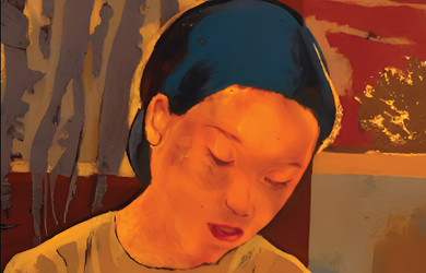 Détail couverture du livre Le violon de l’ennemi de Bao Ninh : illustration d'un visage de femme vietnamienne