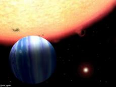 Impression d'une planète gazeuse proche de son étoile. Ces types de planètes sont également appelés planètes chaudes de type Jupiter.